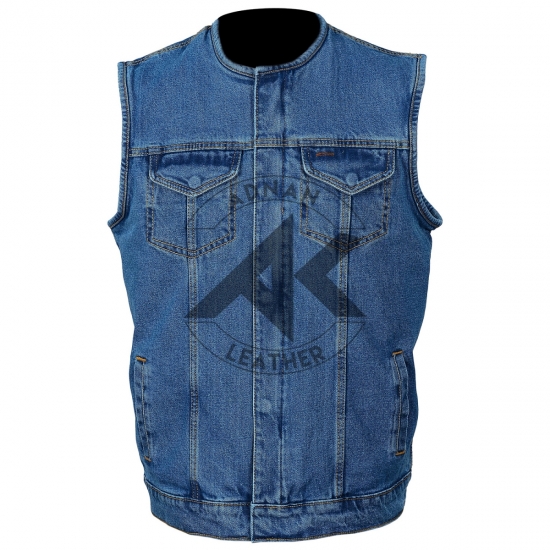 Men's Denim Collarless Club Vest