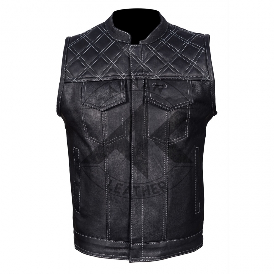 Men's Diamond Style Leather Vest