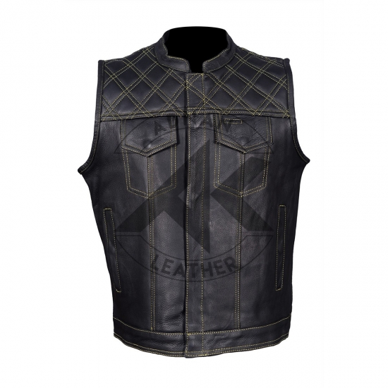 Men's Diamond Style Leather Vest
