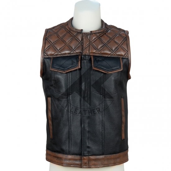 Men's Diamond Style Leather Vest